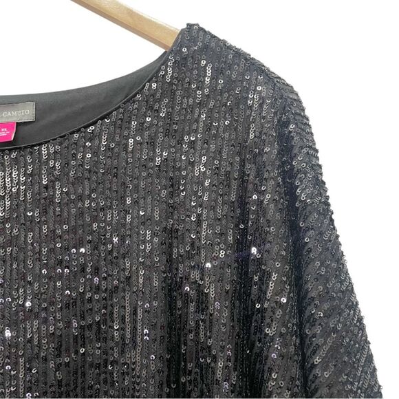 Vince Camuto Black Sequin Long Sleeve Dress - Picture 9 of 14
